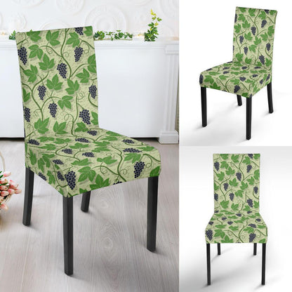 Wine Grape Thmed Print Dining Chair Slipcover-JTAMIGO.COM