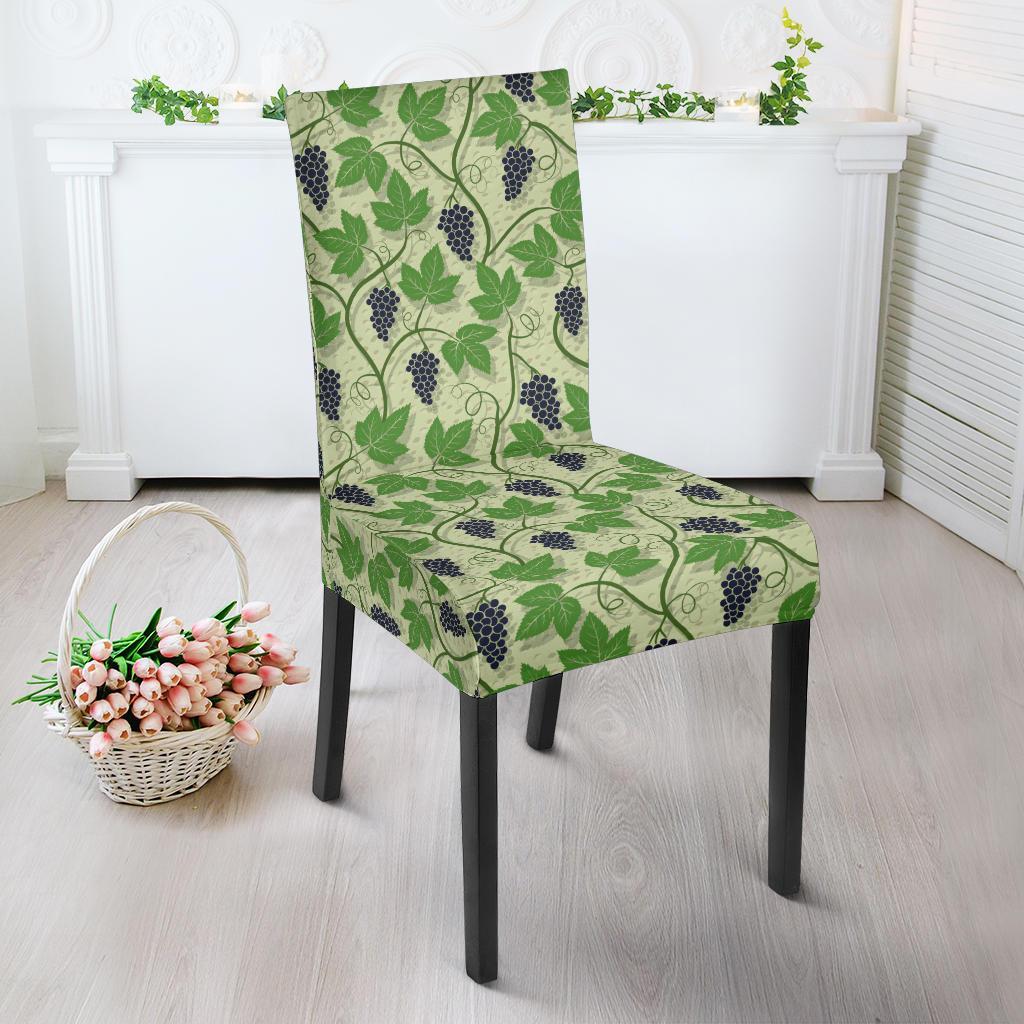 Wine Grape Thmed Print Dining Chair Slipcover-JTAMIGO.COM