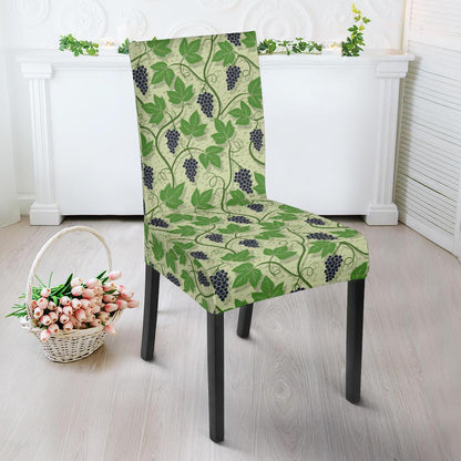 Wine Grape Thmed Print Dining Chair Slipcover-JTAMIGO.COM