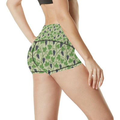 Wine Grape Thmed Print High Waisted Spandex Shorts-JTAMIGO.COM