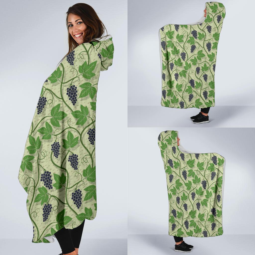 Wine Grape Thmed Print Hooded Blanket-JTAMIGO.COM