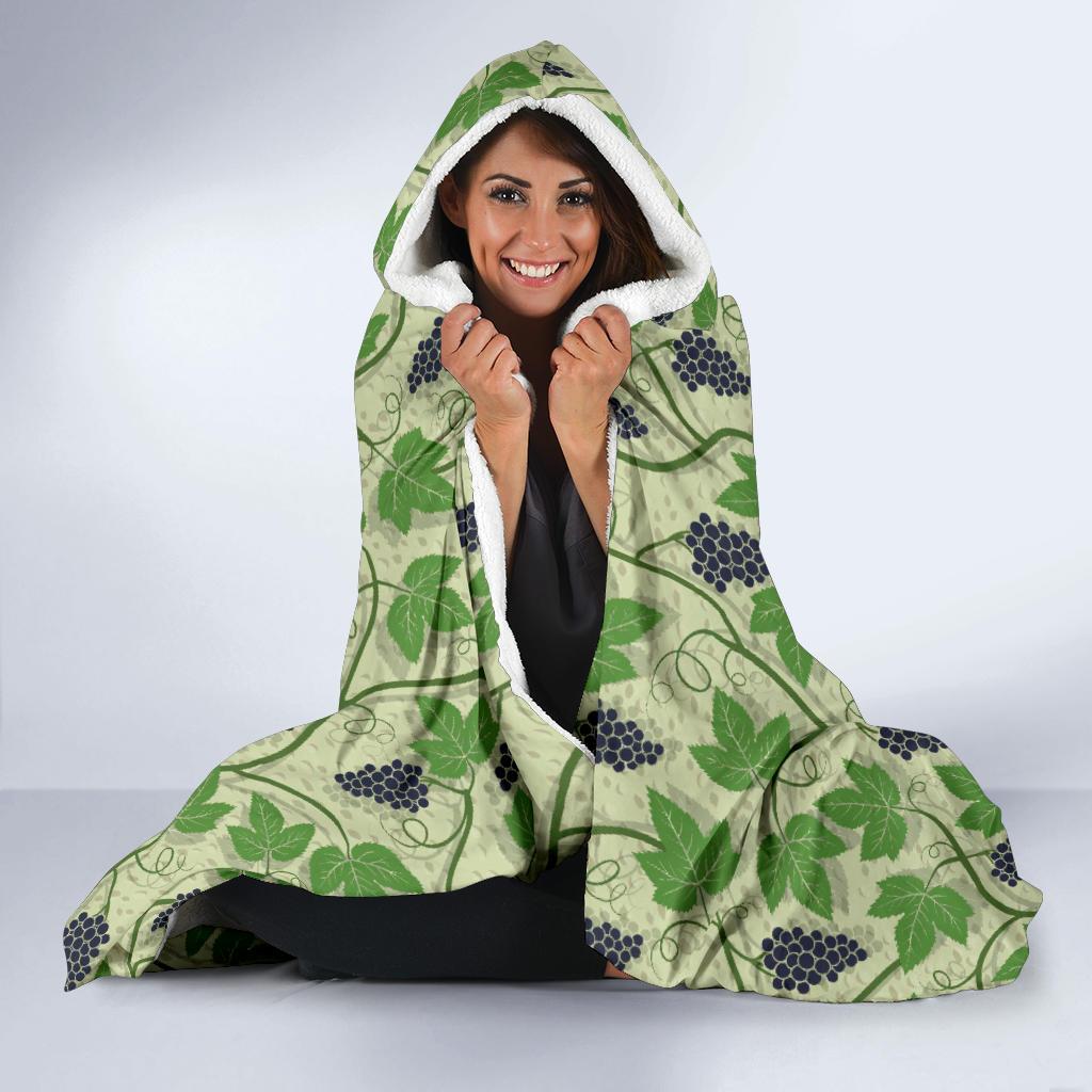 Wine Grape Thmed Print Hooded Blanket-JTAMIGO.COM
