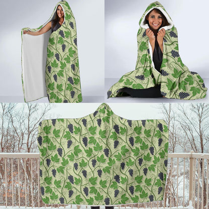 Wine Grape Thmed Print Hooded Blanket-JTAMIGO.COM
