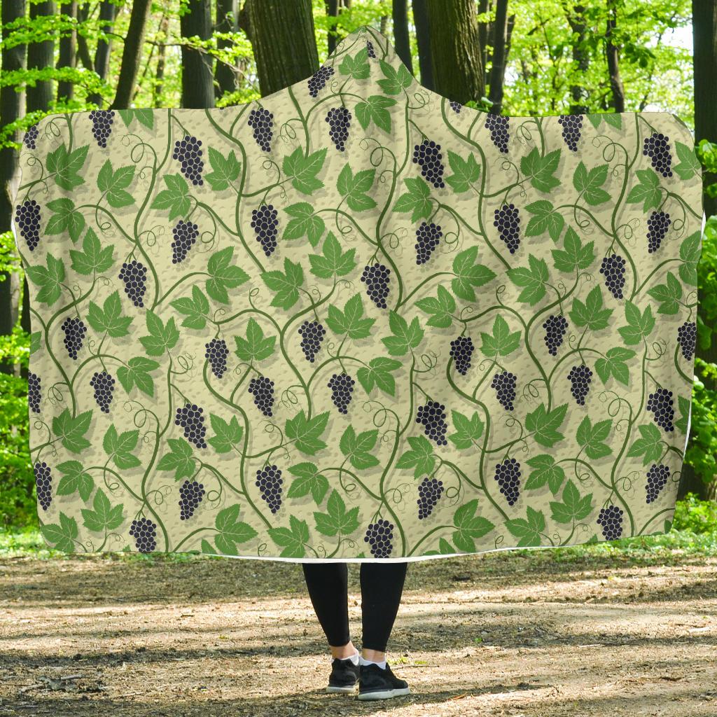 Wine Grape Thmed Print Hooded Blanket-JTAMIGO.COM