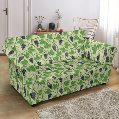 Wine Grape Thmed Print Loveseat Slipcover-JTAMIGO.COM