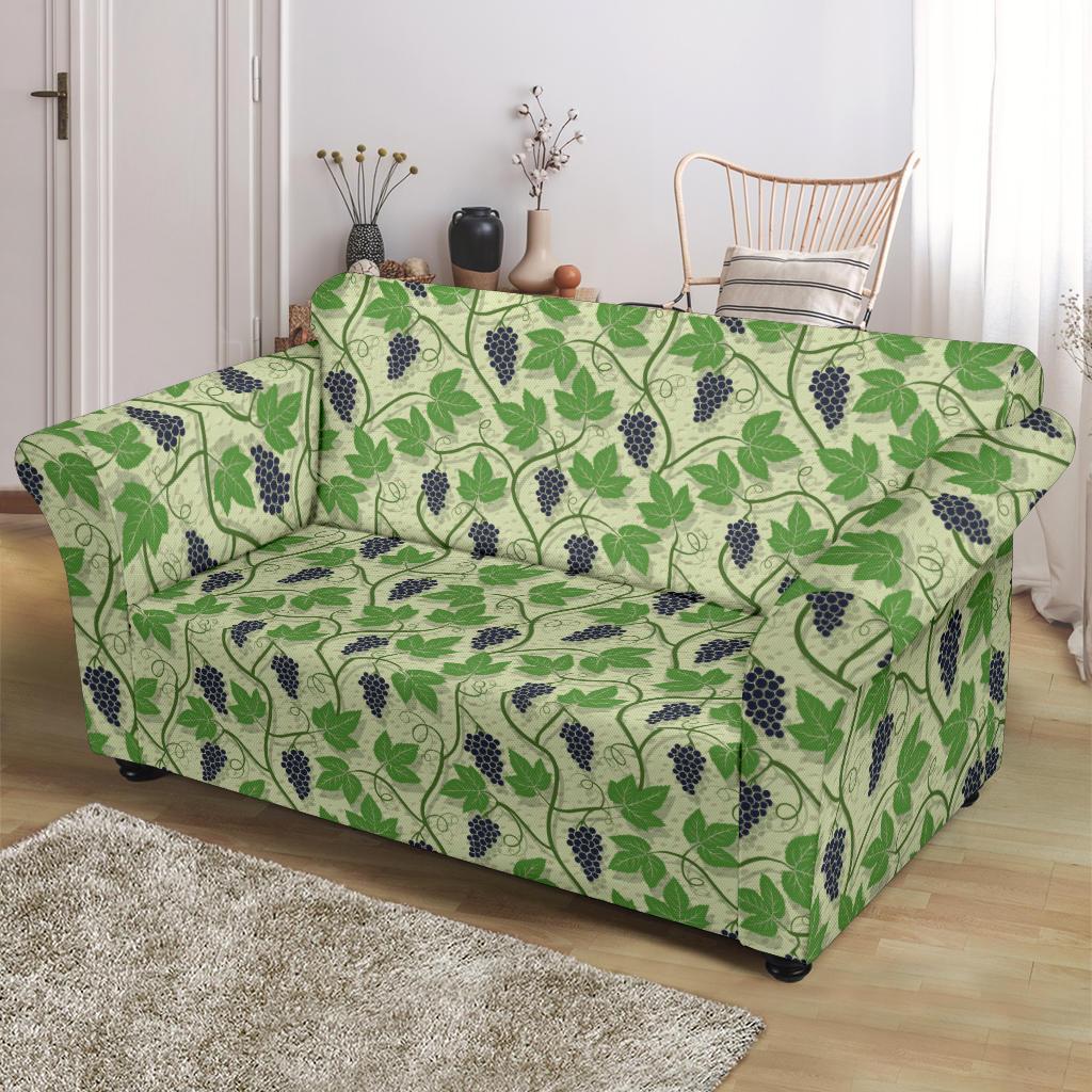 Wine Grape Thmed Print Loveseat Slipcover-JTAMIGO.COM