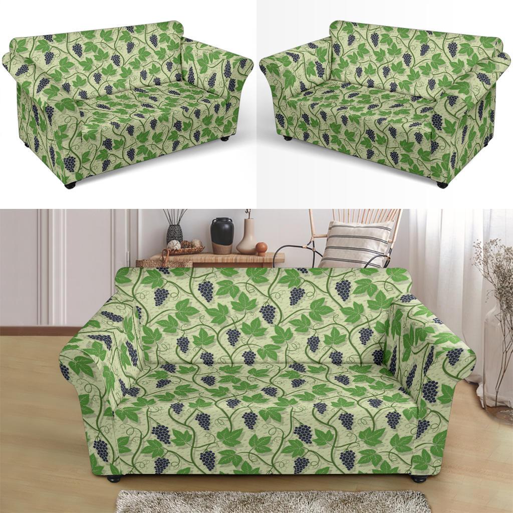 Wine Grape Thmed Print Loveseat Slipcover-JTAMIGO.COM