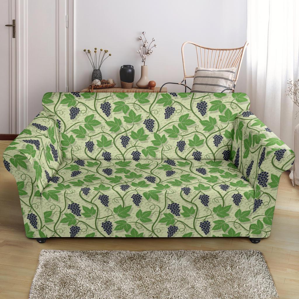 Wine Grape Thmed Print Loveseat Slipcover-JTAMIGO.COM
