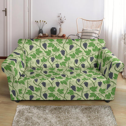 Wine Grape Thmed Print Loveseat Slipcover-JTAMIGO.COM