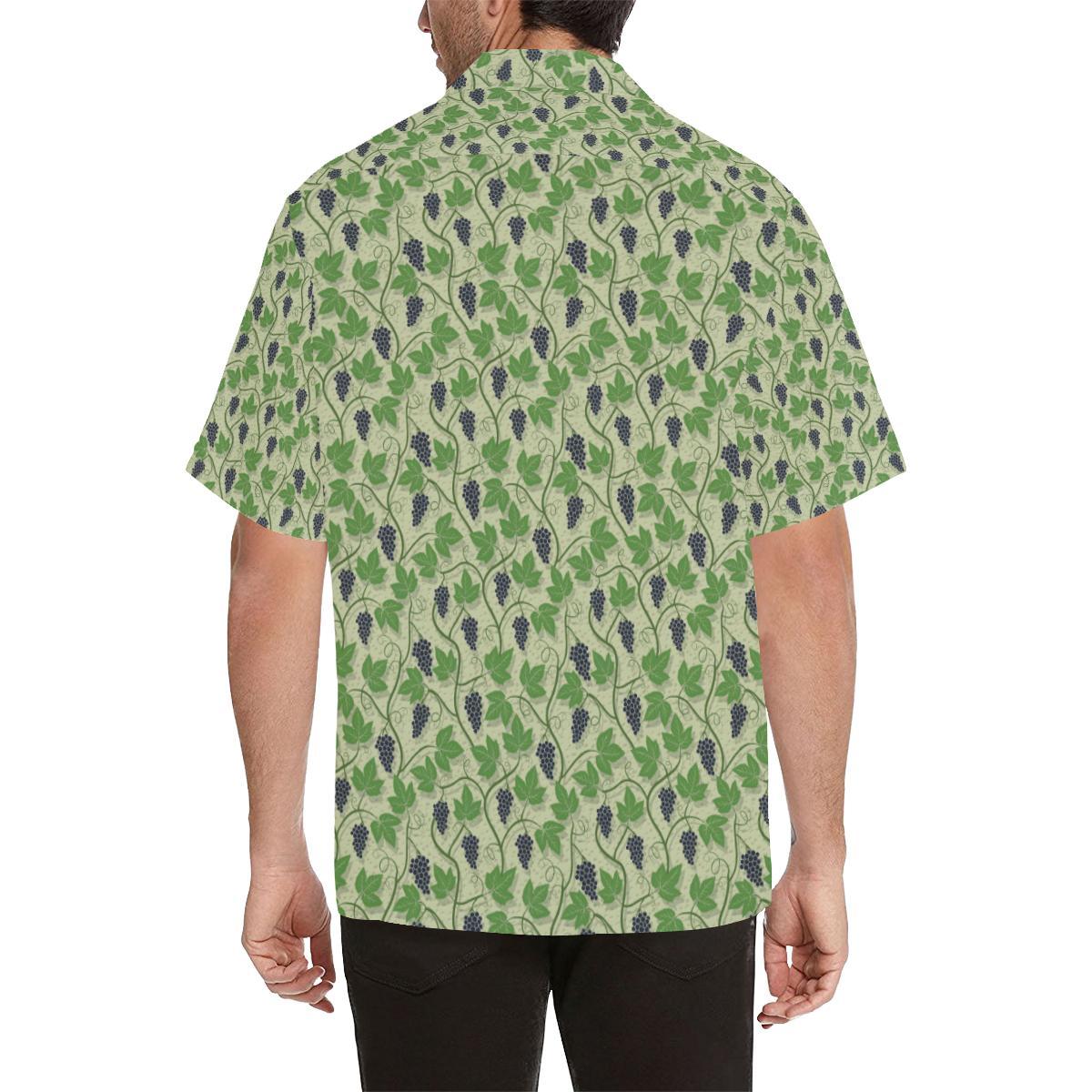 Wine Grape Thmed Print Men Aloha Hawaiian Shirt