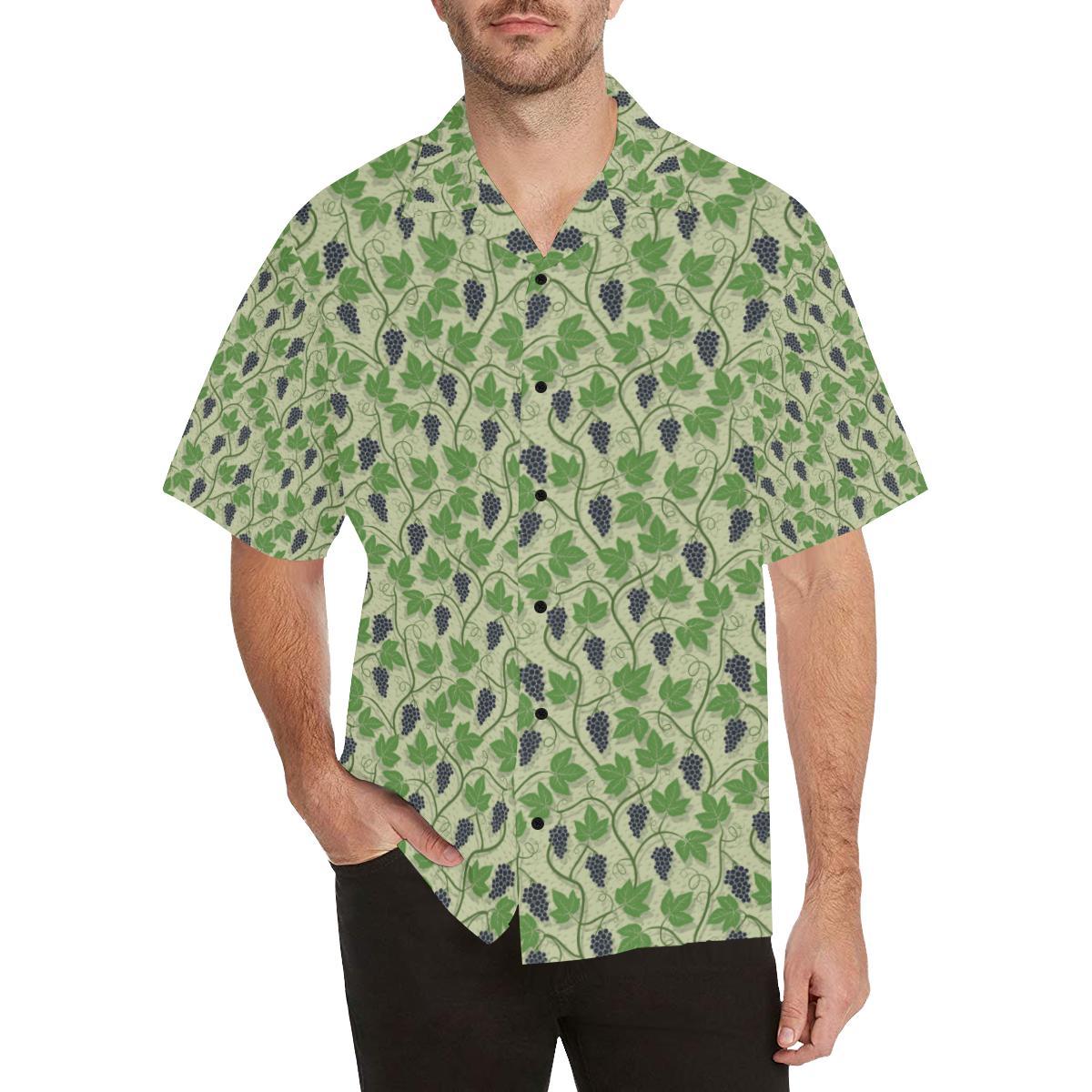 Wine Grape Thmed Print Men Aloha Hawaiian Shirt