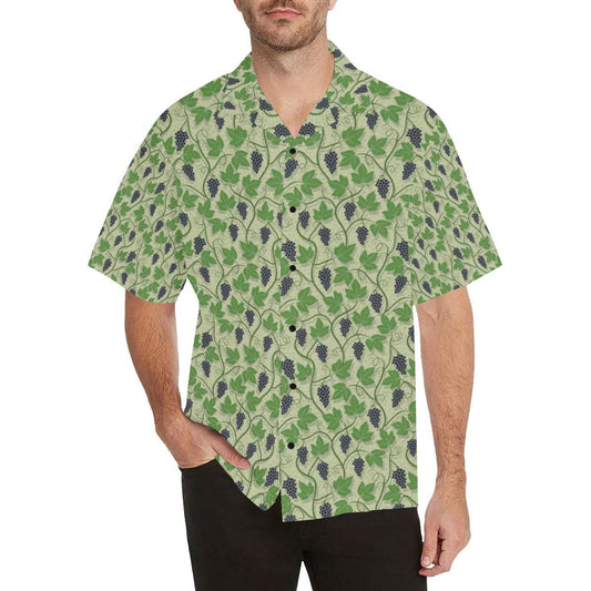 Wine Grape Thmed Print Men Aloha Hawaiian Shirt