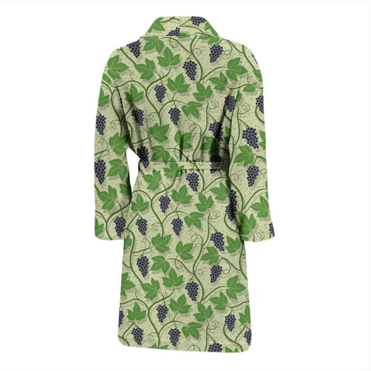 Wine Grape Thmed Print Men Bath Robe-JTAMIGO.COM