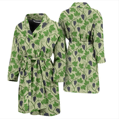 Wine Grape Thmed Print Men Bath Robe-JTAMIGO.COM