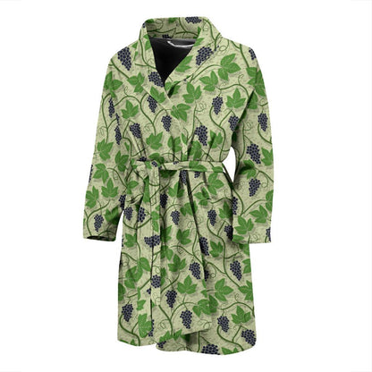 Wine Grape Thmed Print Men Bath Robe-JTAMIGO.COM
