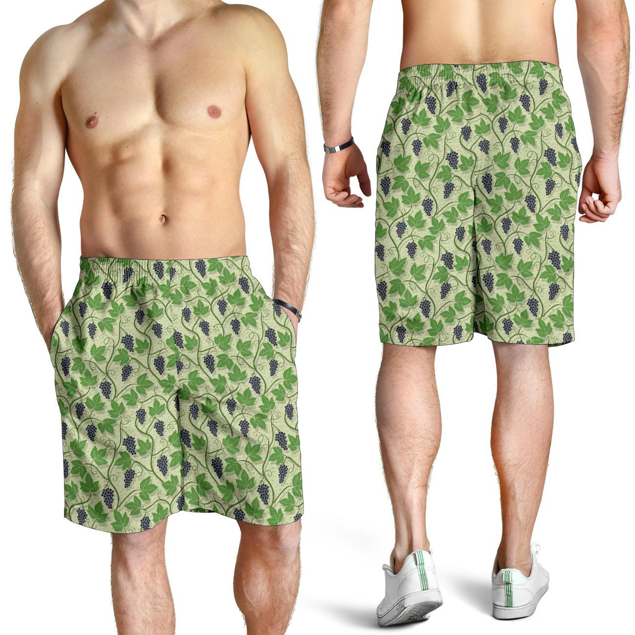 Wine Grape Thmed Print Mens Shorts-JTAMIGO.COM