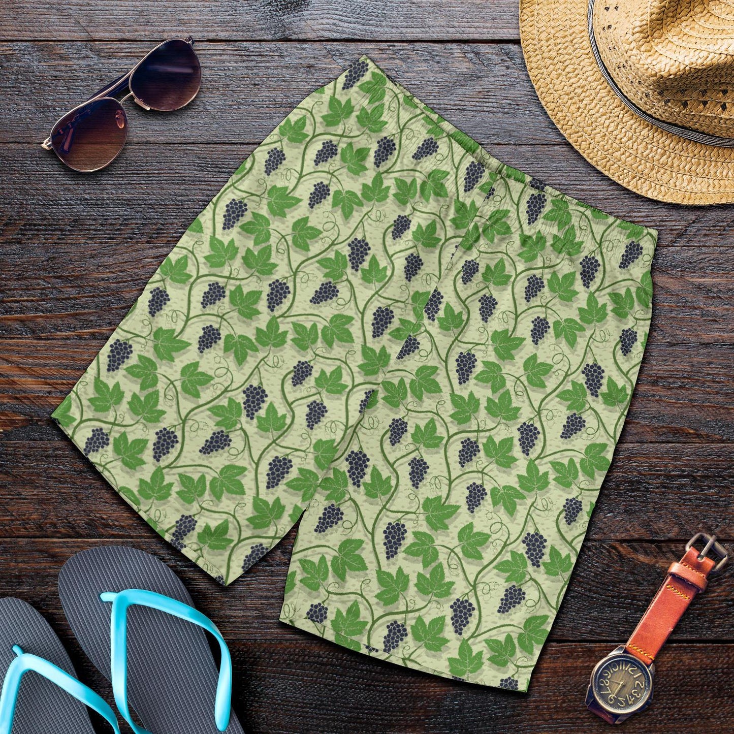 Wine Grape Thmed Print Mens Shorts-JTAMIGO.COM