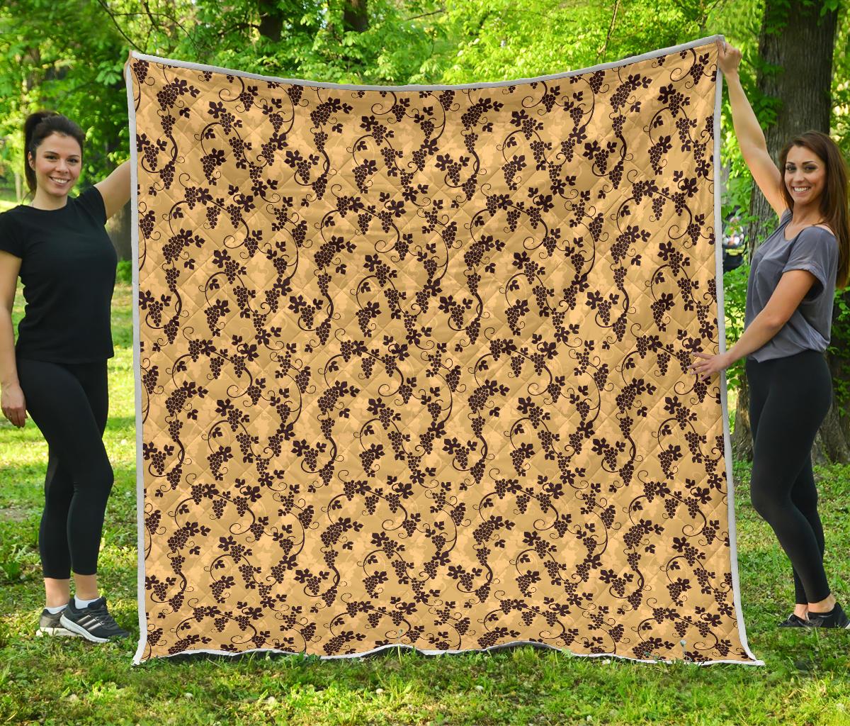 Wine Grape Thmed Print Premium Quilt-JTAMIGO.COM