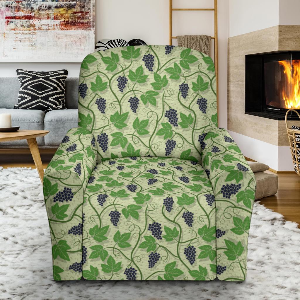 Wine Grape Thmed Print Single Sofa Slipcover -JTAMIGO.COM
