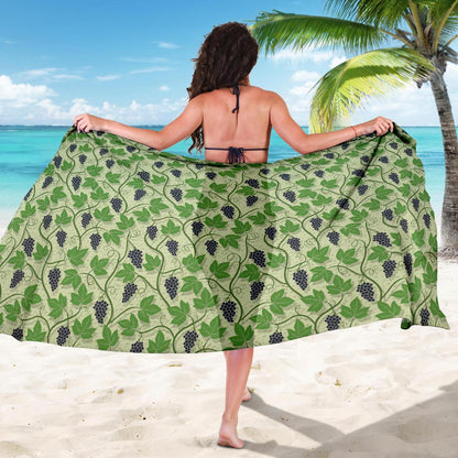 Wine Grape Thmed Print Sarong Pareo Wrap