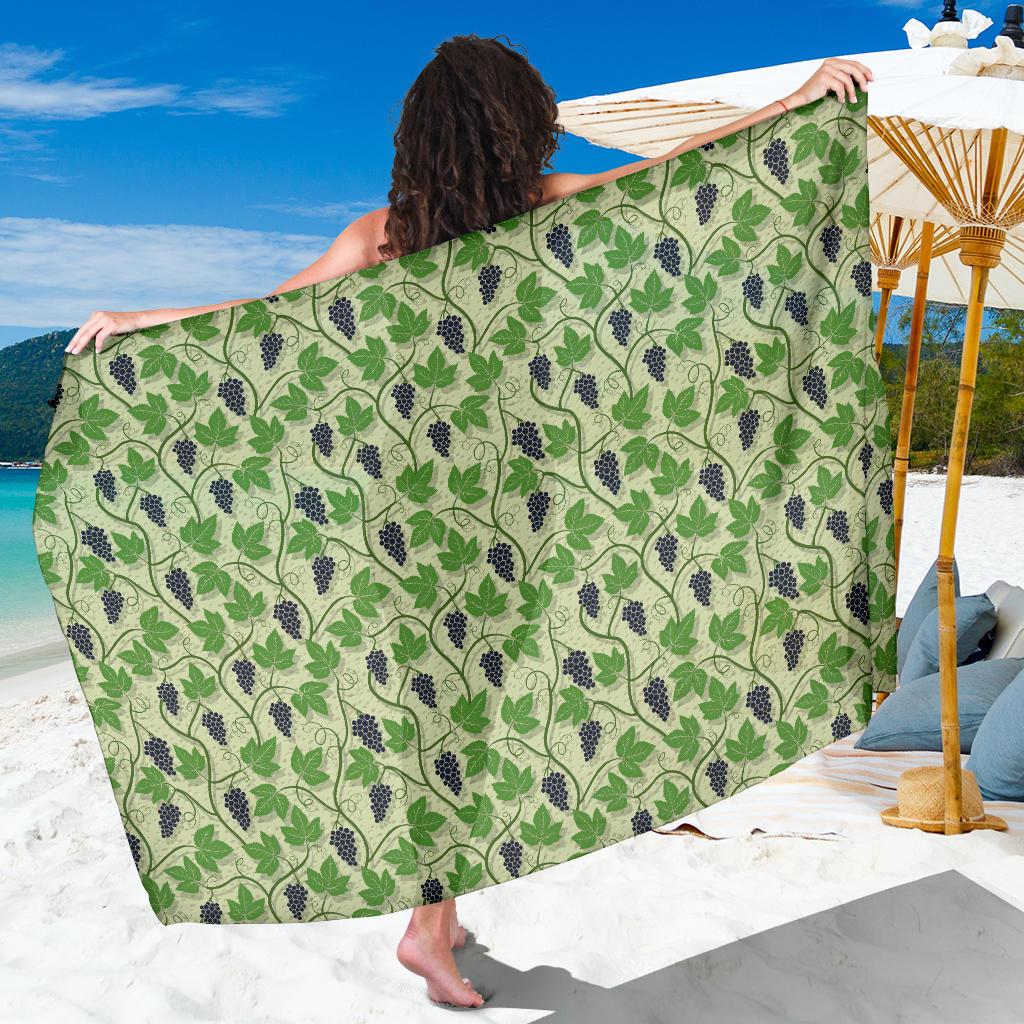 Wine Grape Thmed Print Sarong Pareo Wrap