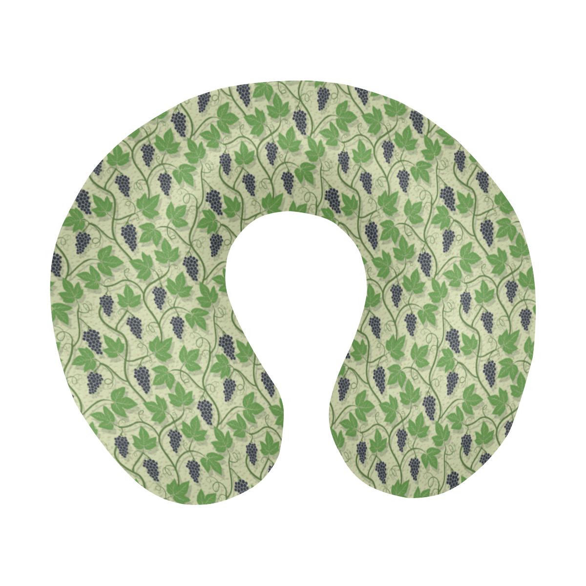 Wine Grape Thmed Print U-Shaped Travel Neck Pillow-JTAMIGO.COM