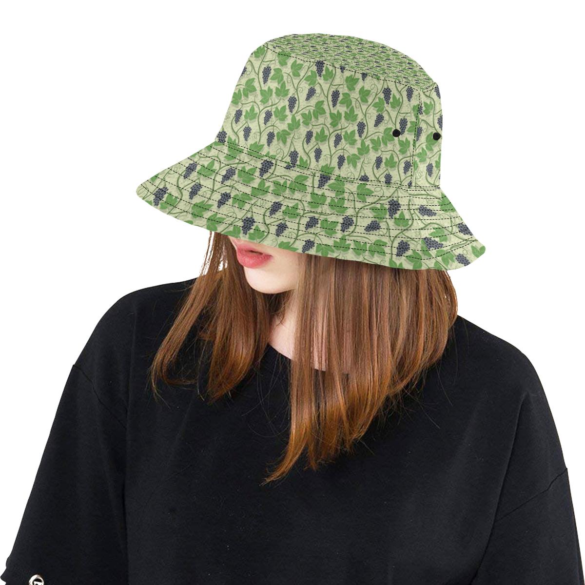 Wine Grape Thmed Print Unisex Bucket Hat