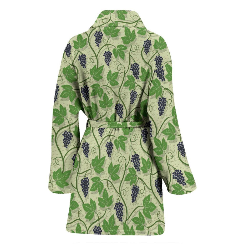 Wine Grape Thmed Print Women Bath Robe-JTAMIGO.COM