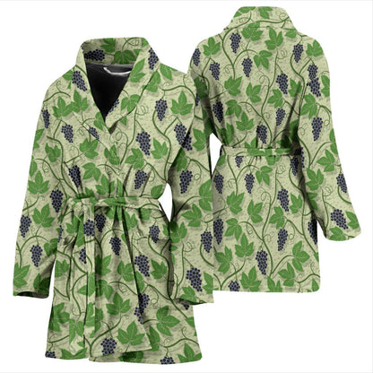 Wine Grape Thmed Print Women Bath Robe-JTAMIGO.COM