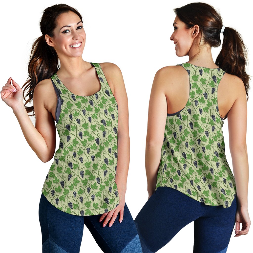 Wine Grape Thmed Print Women Racerback Tank Top