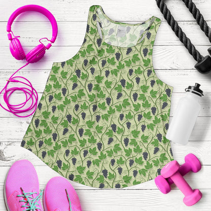 Wine Grape Thmed Print Women Racerback Tank Top