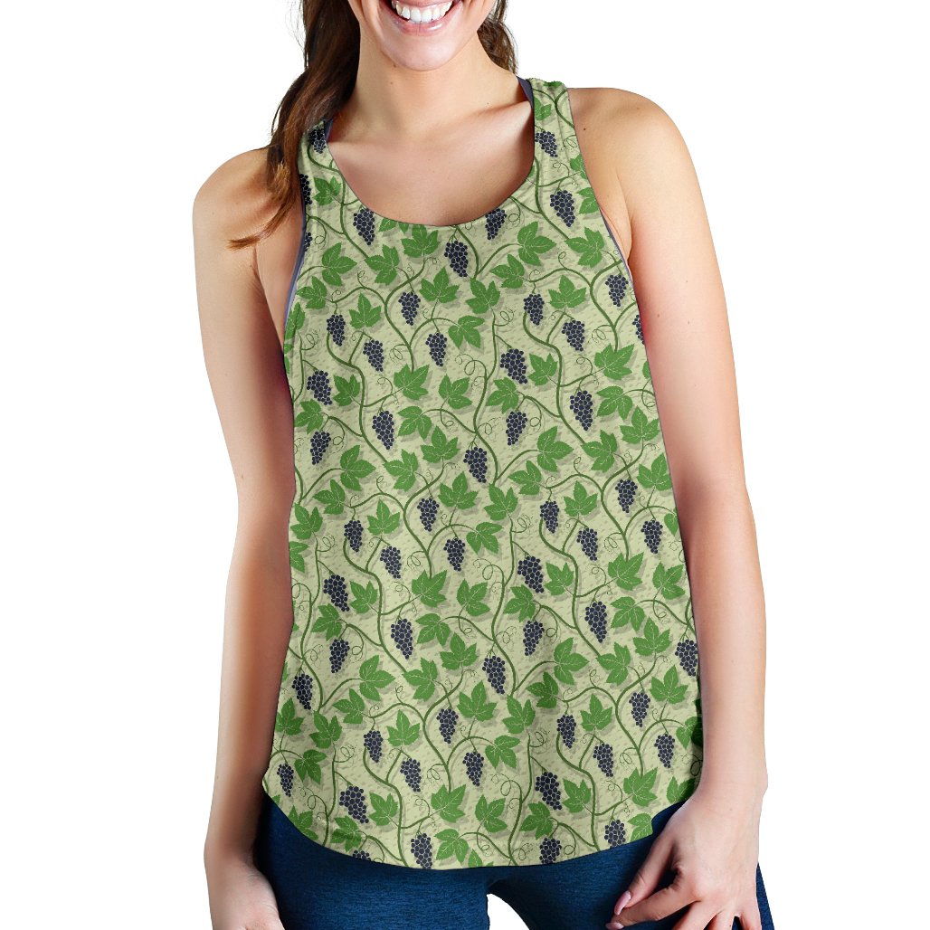 Wine Grape Thmed Print Women Racerback Tank Top