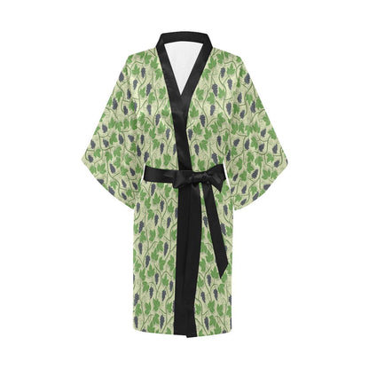 Wine Grape Thmed Print Women Short Kimono Robe