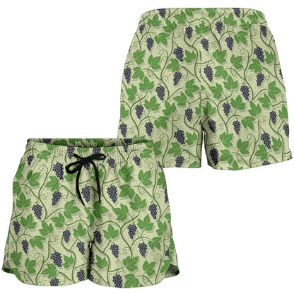 Wine Grape Thmed Print Women Shorts-JTAMIGO.COM