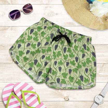 Wine Grape Thmed Print Women Shorts-JTAMIGO.COM