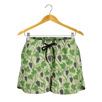 Wine Grape Thmed Print Women Shorts-JTAMIGO.COM