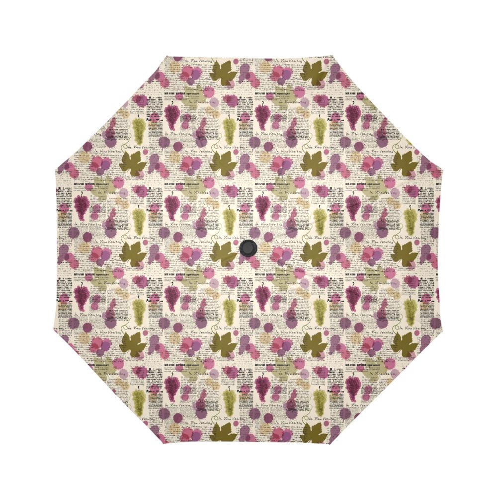Wine Style Design Print Automatic Foldable Umbrella