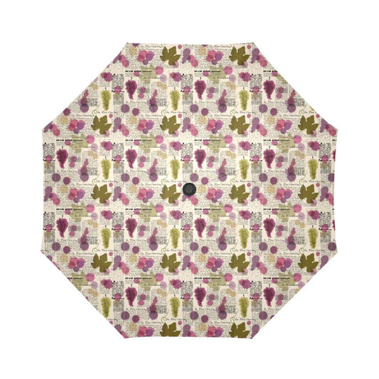 Wine Style Design Print Automatic Foldable Umbrella
