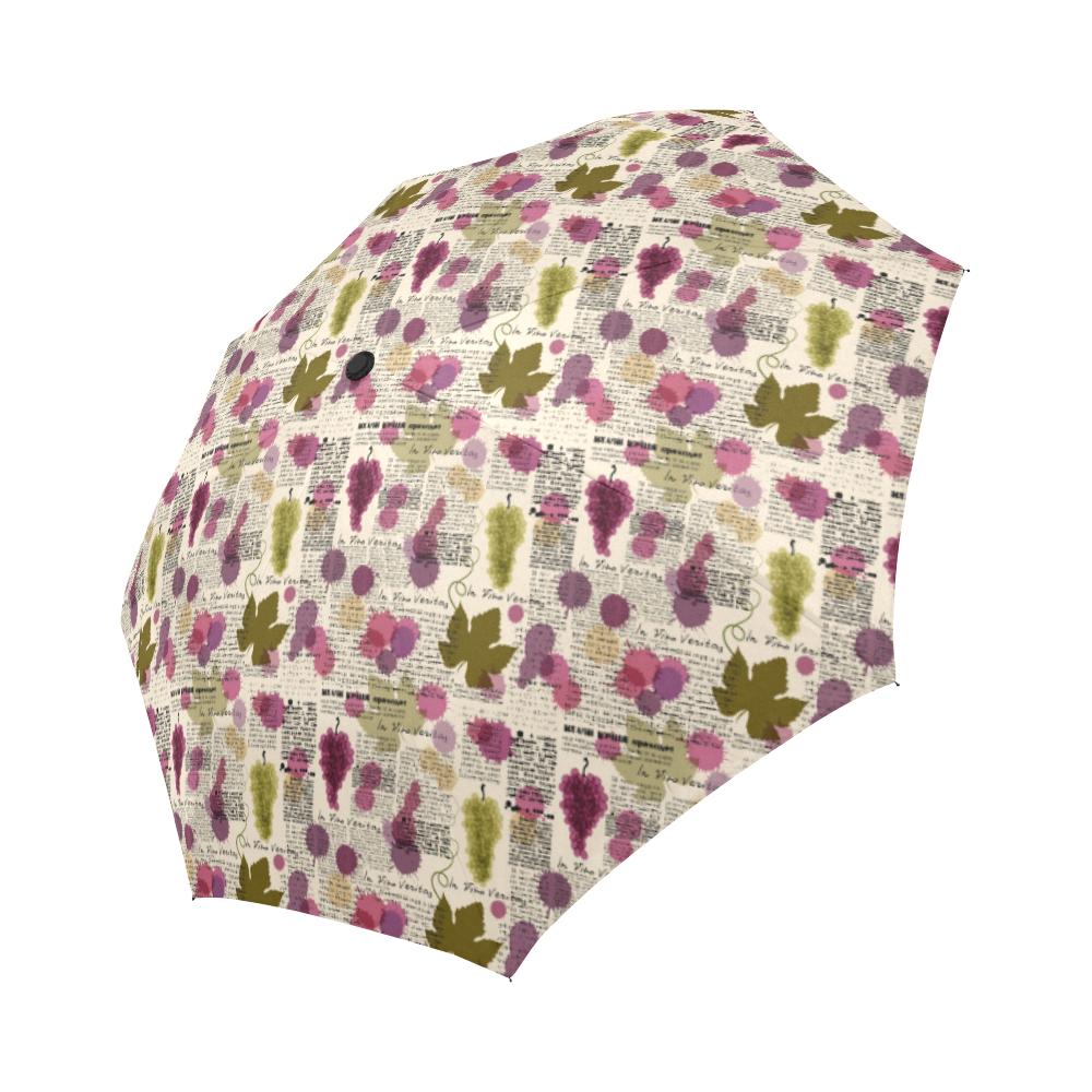 Wine Style Design Print Automatic Foldable Umbrella