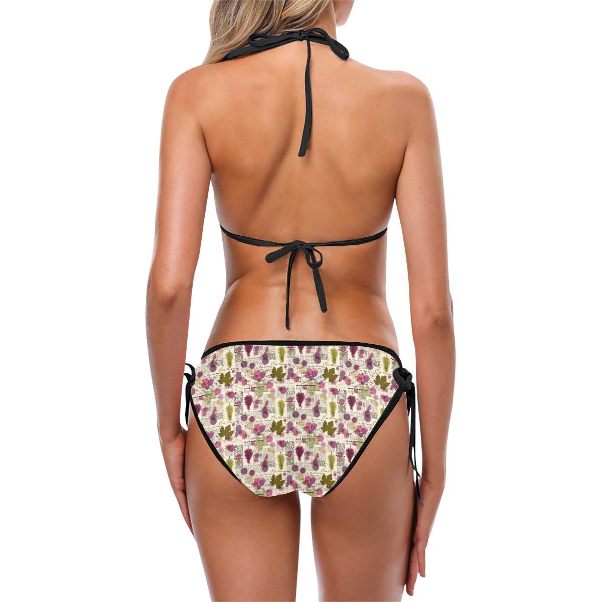Wine Style Design Print Bikini Swimsuit-JTAMIGO.COM