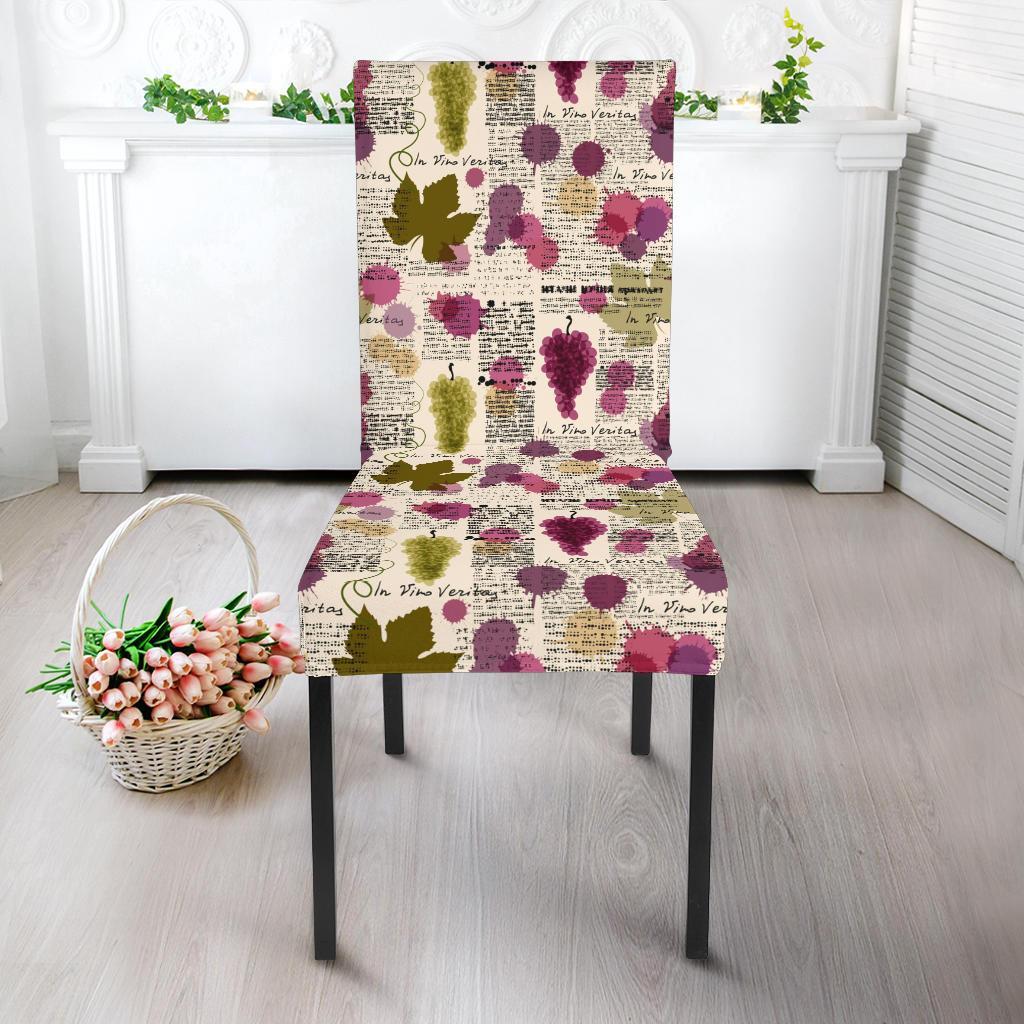 Wine Style Design Print Dining Chair Slipcover-JTAMIGO.COM