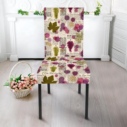 Wine Style Design Print Dining Chair Slipcover-JTAMIGO.COM
