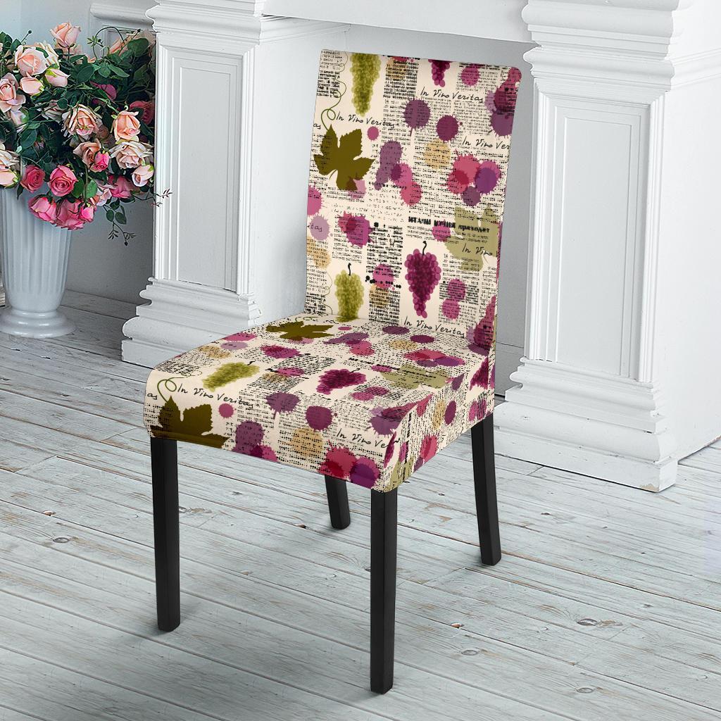 Wine Style Design Print Dining Chair Slipcover-JTAMIGO.COM
