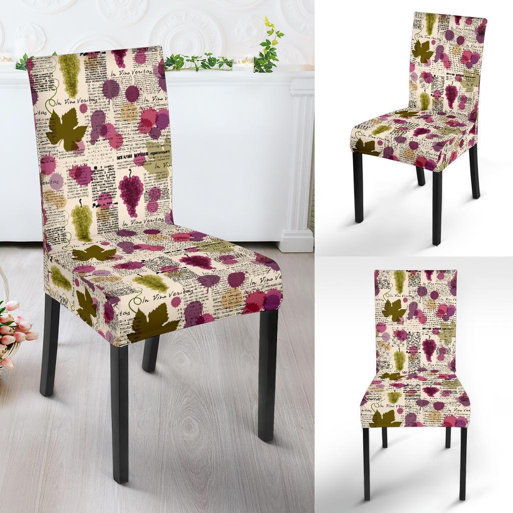Wine Style Design Print Dining Chair Slipcover-JTAMIGO.COM