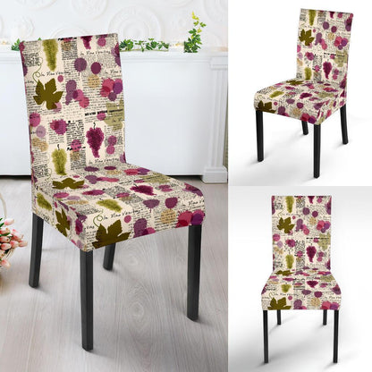 Wine Style Design Print Dining Chair Slipcover-JTAMIGO.COM