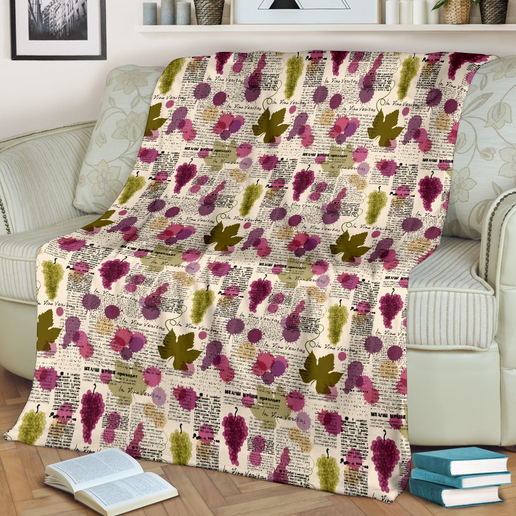 Wine Style Design Print Fleece Blanket
