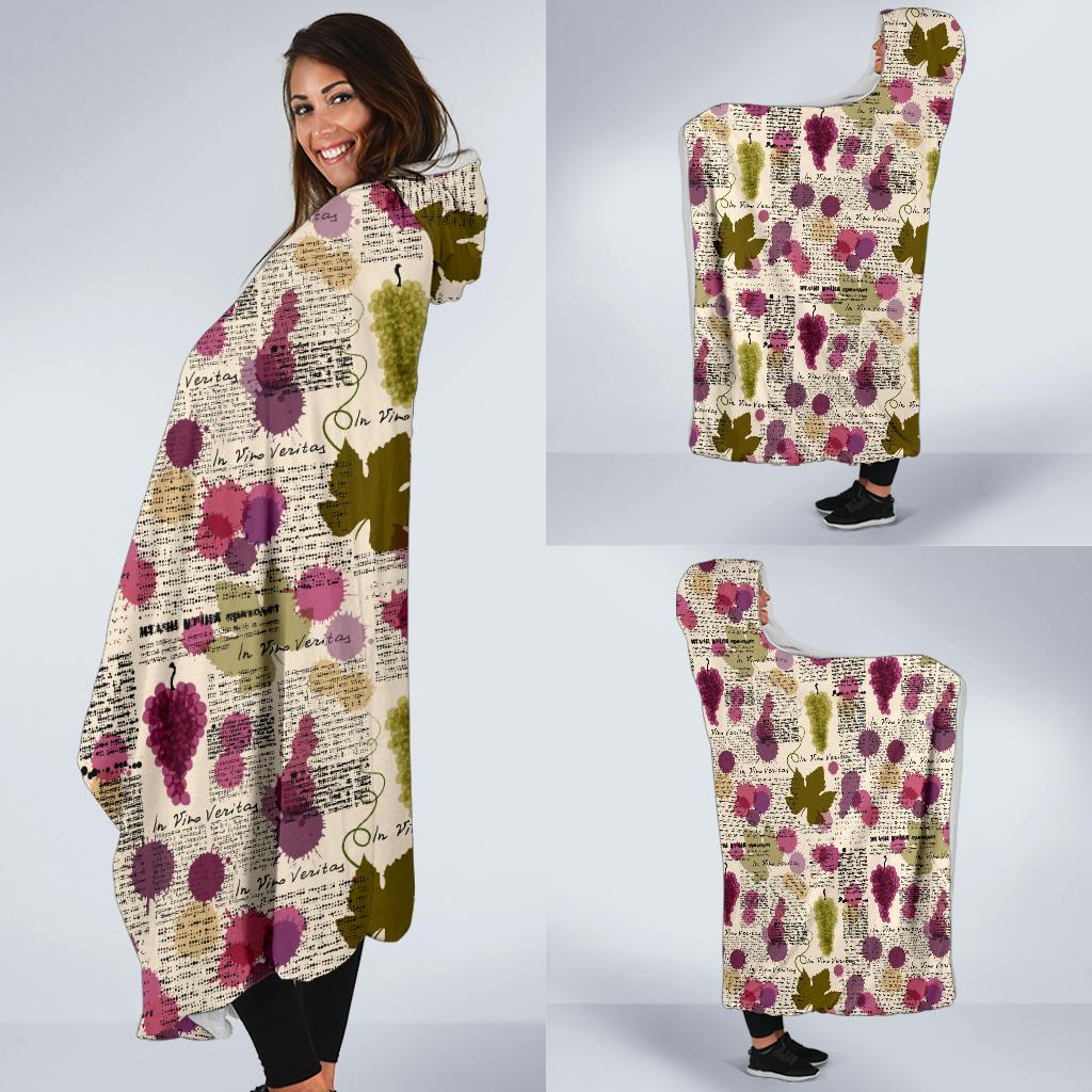 Wine Style Design Print Hooded Blanket-JTAMIGO.COM