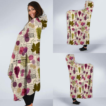 Wine Style Design Print Hooded Blanket-JTAMIGO.COM