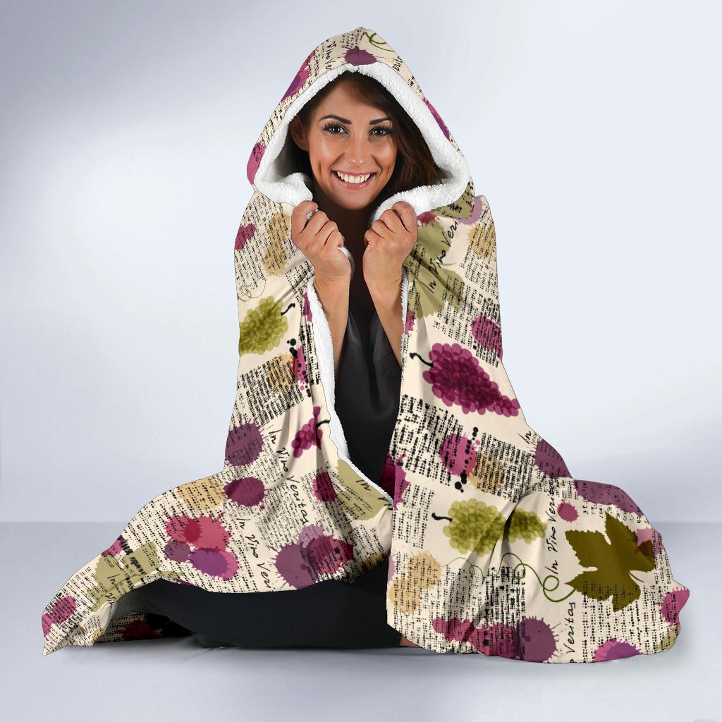 Wine Style Design Print Hooded Blanket-JTAMIGO.COM