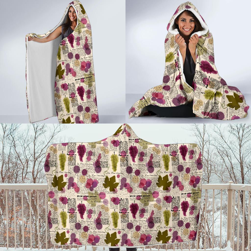 Wine Style Design Print Hooded Blanket-JTAMIGO.COM